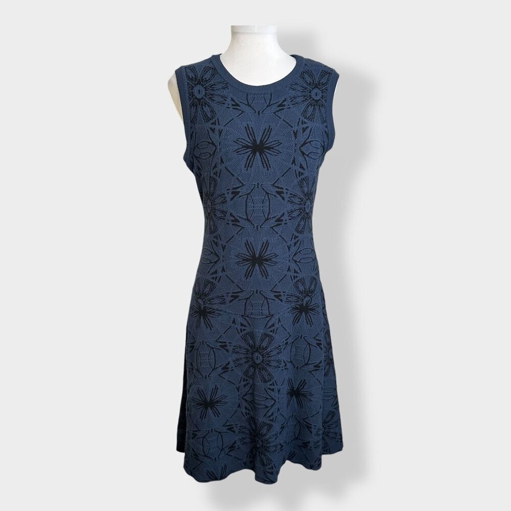 M Missoni Stretch Jacquard Blue Black Sleeveless Dress